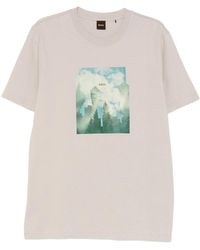 BOSS - Printed-Artwork T-Shirt - Lyst