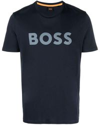 BOSS - Logo-Print Cotton T-Shirt - Lyst
