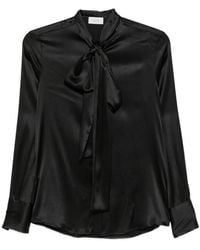 Mazzarelli - Pussy-Bow Silk-Satin Blouse - Lyst