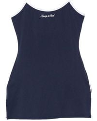 Sporty & Rich - Logo-Embroidered Contrast-Trim Mini Dress - Lyst