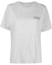 Ganni Logo Print Long-sleeved T-shirt in White - Save 11% - Lyst