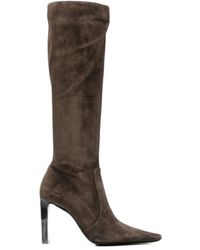 Saint Laurent - Francoise Pointed-Toe Knee-High Boots - Lyst