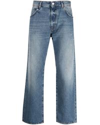 AMISH - Logo-Patch Washed-Denim Trousers - Lyst