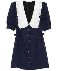 Alessandra Rich - Star-Jacquard Ruffled-Collar Mini Dress - Lyst