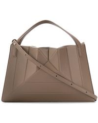 Mlouye Geometric Leather Tote Bag - Brown