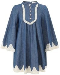 Zimmermann - Lace-Trim Mini Dress - Lyst