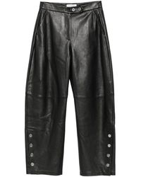 Sportmax - Button-Embellishment Leather Trousers - Lyst