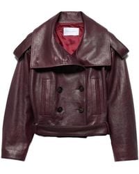 7 For All Mankind - Double-Breasted Leather Jacket - Lyst