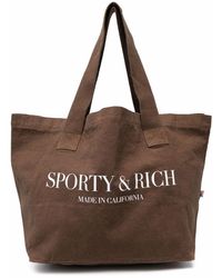 Sporty & Rich Logo-print Tote Bag - Brown