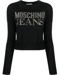 Moschino Jeans - Rhinestone-Embellished Wool-Blend Jumper - Lyst