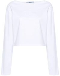 Prada - Logo-Embossed Long-Sleeve T-Shirt - Lyst
