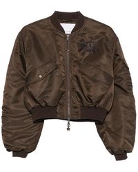 Cecilie Bahnsen - Ruched-Sleeve Cropped Bomber Jacket - Lyst