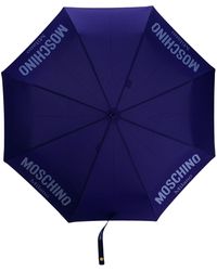 Moschino Logo Print Umbrella - Blue