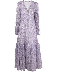 byTiMo Floral-print Flared Maxi Dress - Purple