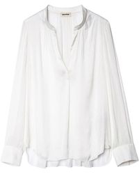 Zadig & Voltaire - Gathered-Detail Satin-Weave Blouse - Lyst
