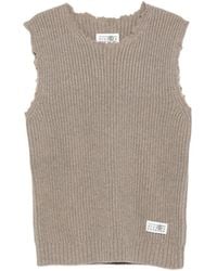 MM6 by Maison Margiela - Distressed Ribbed-Knit Vest - Lyst