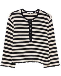 FRAME - Striped Pointelle-Knit Sweater - Lyst