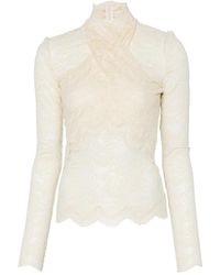 Rabanne - Long-Sleeved Lace Top With Cut-Out Details - Lyst