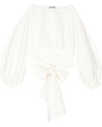Del Core - Boat-Neck Tie-Waist Poplin Top - Lyst