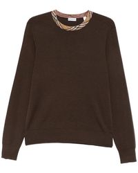 Burberry - Check-Trim Long Sleeve T-Shirt - Lyst