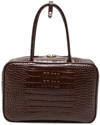 Miu Miu - Croc-Effect Leather Tote Bag - Lyst