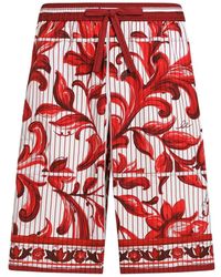 Dolce & Gabbana - Majolica-Print Striped Poplin Vanity Bermudas - Lyst