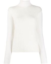 Max Mara Roll Neck Chunky Knit Jumper - White