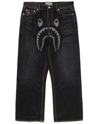 A Bathing Ape - Shark-Appliqué Jeans - Lyst
