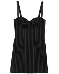 Dolce & Gabbana - Pinstripe-Print Sweetheart-Neck Dress - Lyst