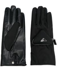 Prada Logo-plaque Cashmere Gloves - Black