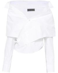 Balenciaga - Off-The-Shoulder Wrap Blouse - Lyst