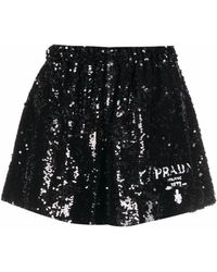 Prada Sequin Chiffon Shorts - Black