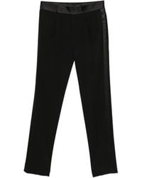 Giorgio Armani - Satin-Trim Pleated Trousers - Lyst