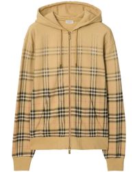 Burberry - Zip-Up Hooded Check-Pattern Hoodie - Lyst