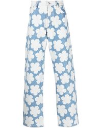 KENZO Floral Pattern Jeans-men - Blue