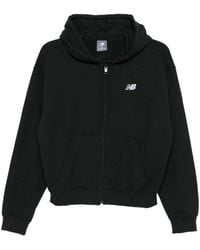 New Balance - Zip Fastening Hooded Sweatshirt - Lyst