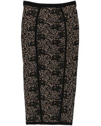 Elisabetta Franchi - Lace-Pattern Logo-Detail Midi Skirt - Lyst