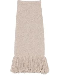 ELY ELY - Fringe-Trim Knitted Midi Skirt - Lyst