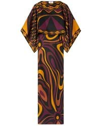 PUCCI - Marmo Print Silk Dress With Cape - Lyst