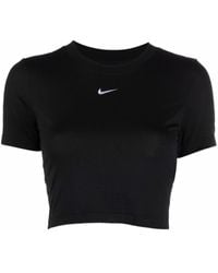 Nike Swoosh Logo-detail Cropped T-shirt - Black