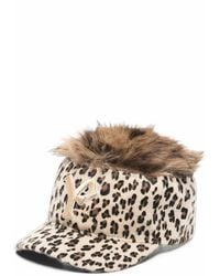 PDF - Leopard-Print Faux-Fur Baseball Cap - Lyst