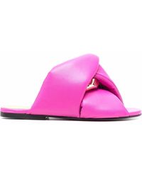 Womens Shoes Flats and flat shoes Flat sandals JW Anderson Rubber Chain Detailed Slip On Sandals in Pink Save 18% 