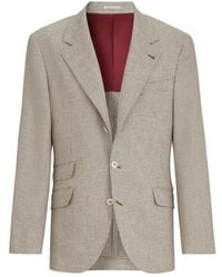 Brunello Cucinelli - Wool, Alpaca And Silk Houndstooth Deconstructed Cavallo Blazer - Lyst
