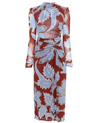 Diane von Furstenberg - Amadis Floral-Print Ruched Midi Dress - Lyst