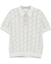Drole de Monsieur - Monogram-Knit Striped-Trim Polo Shirt - Lyst