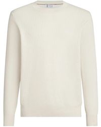 Brunello Cucinelli - Cotton Textured Rib Lightweight Sweater - Lyst