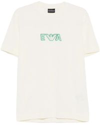 Emporio Armani - Heavy Jersey T-Shirt With Metal Logo Embroidery - Lyst