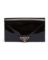 Prada - Patent-leather Envelope Wallet On Chain - Lyst