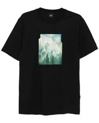BOSS - Printed-Artwork T-Shirt - Lyst