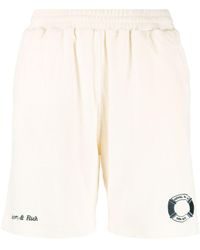 Sporty & Rich - Logo-embroidered Cotton Track Shorts - Lyst
